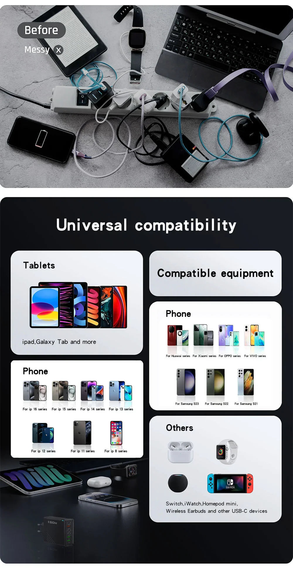 Maerknon Fast Charging USB-C PD Wall Charger – Universal Phone Adapter
