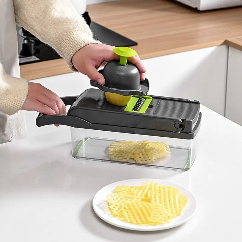 1Pc Green Black 12 in 1 Multifunctional Vegetable Slicer 6~12days